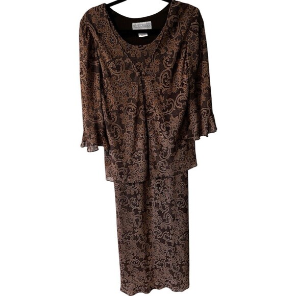 Jessica Howard Dress Womens Sz 12 mock Tunic Maxi Sheath USA Vintage y2k Formal - Picture 1 of 9